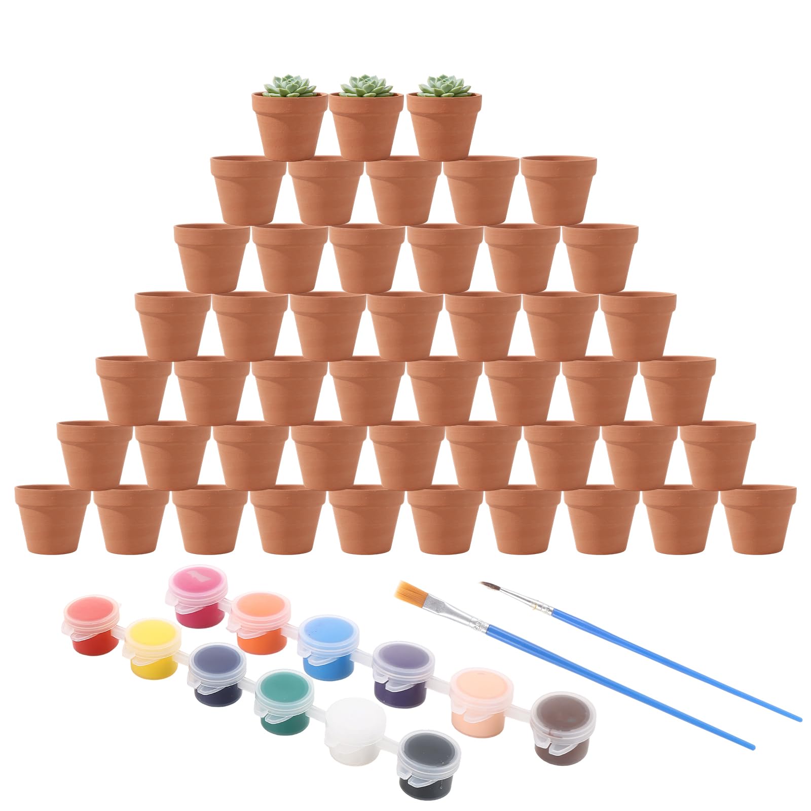 Swylexn 48Pcs Small Terracotta Plant Pots Outdoor, 5.5x5cm Mini Plant Pots for Seedlings, Nursery, Tiny Plant Pots Indoor, Decorative House Plant Pot with Drainage, Clay Garden Flower Pots Outside
