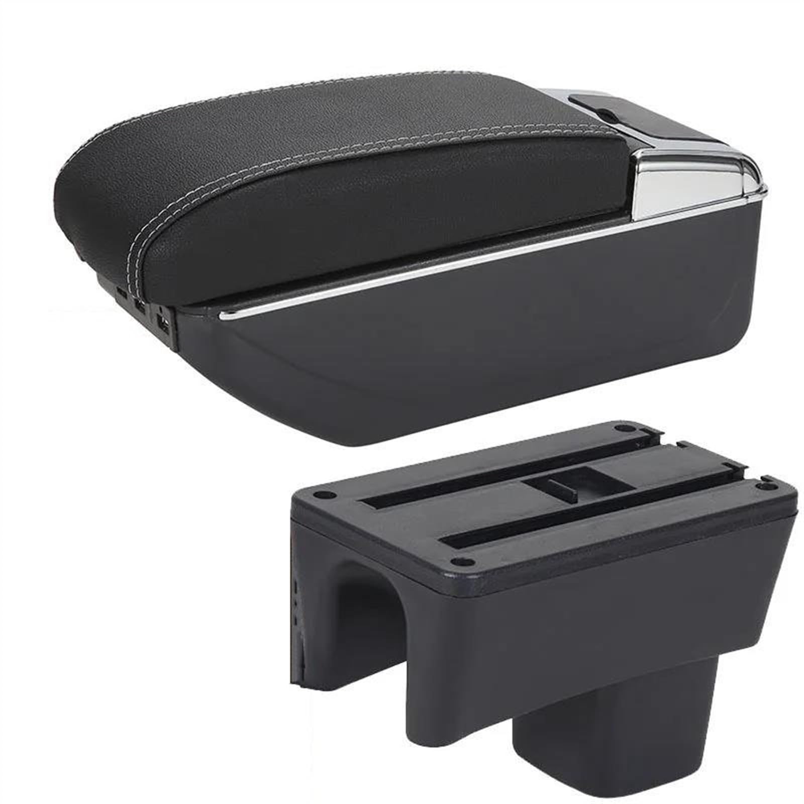 Armrest Box With Multifunctional Support PU Upholstered Car Interior Modification Accessories For Swift 2005-2023(A3 Black white 7USB)