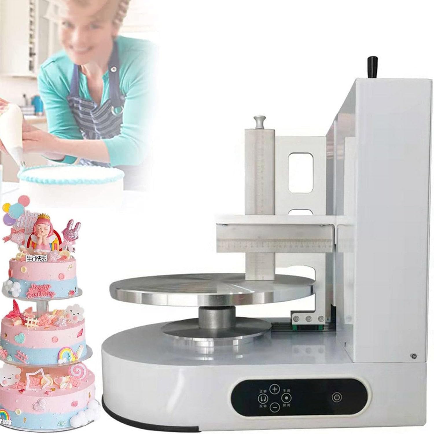 Einstellbare Tortencremestreichmaschine Elektrische Tortendekorationsmaschine zum Verteilen von Kuchencreme, zum Bestreichen und Schmieren von Kuchenglasuren,für 4-12 -Zoll -Kuchen