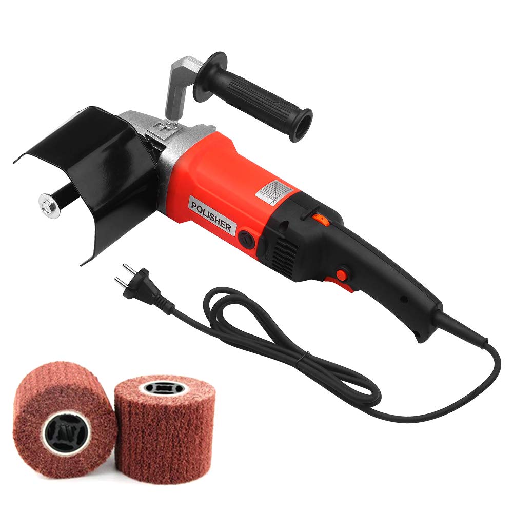 GMKD Electric Burnisher, 1400 W The Burnishing Machine with 8 Adjustment Speeds, Double Electric Handle Angle Grinder Polisher in Polished Metal Drawing, 2 Wheels