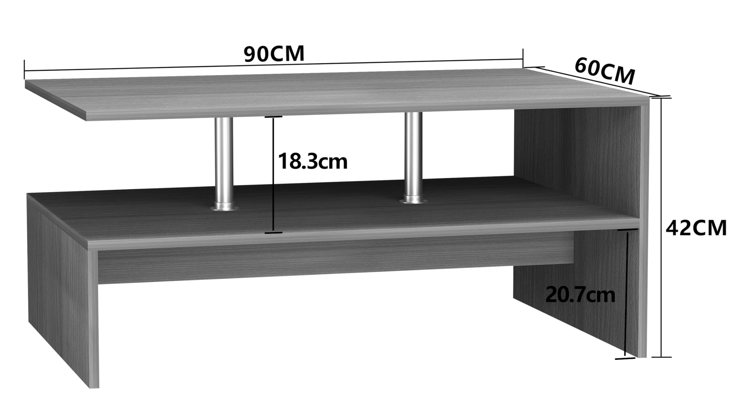 VCM Holz Couchtisch Sofatisch Wohnzimmertisch Beistelltisch Kaffeetisch Maliso L Sonoma-Eiche