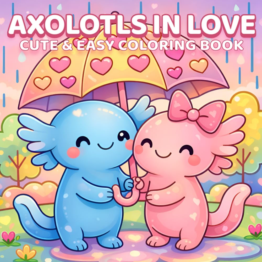Axolotls in Love Coloring Book: A Sweet Kawaii Love Story for All Ages – Bold and Easy Designs