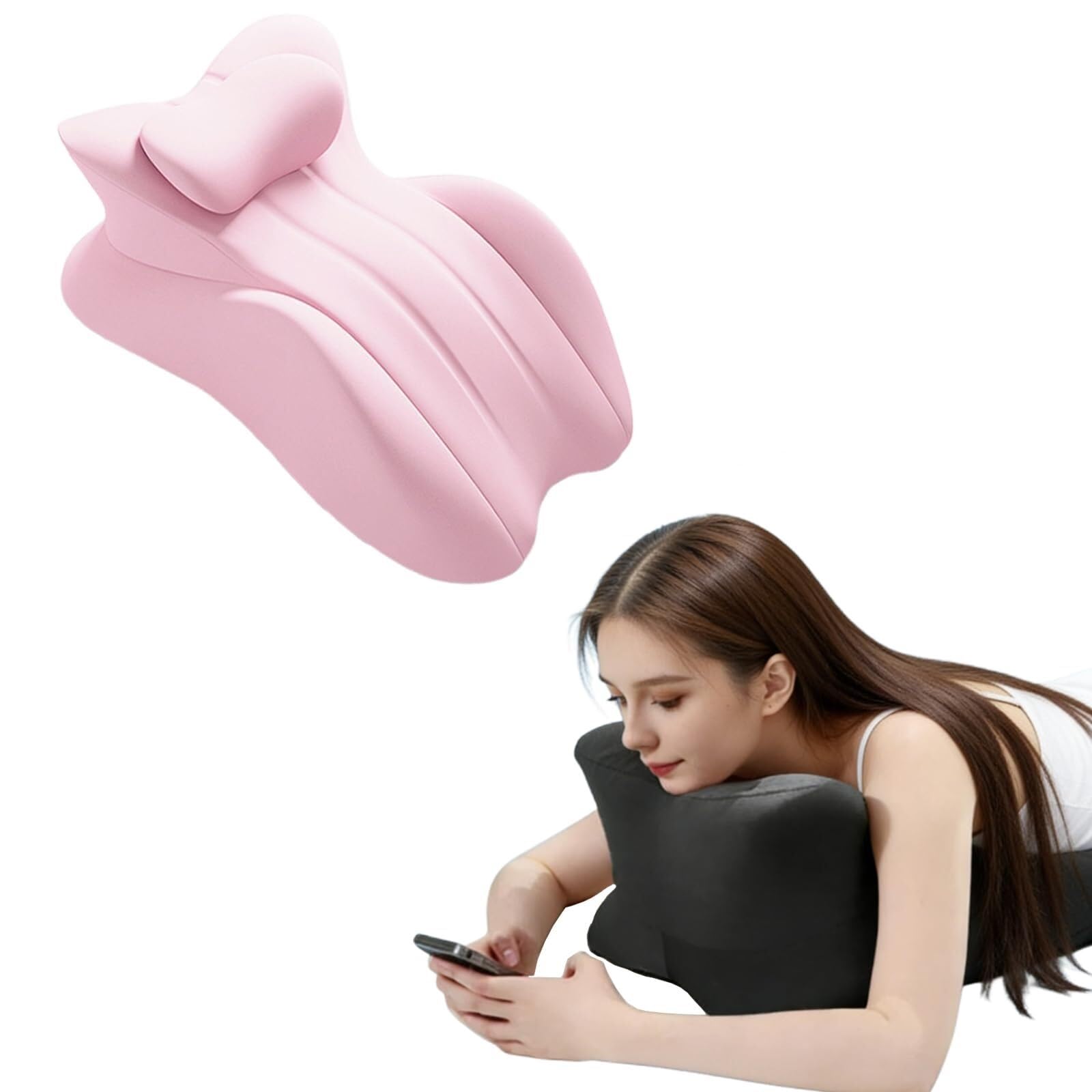 AIUTG Memory Foam Wedge Support Pillow, Ergonomic Incline Cushion for Reading, Relaxation, Leg Elevation and Everyday Comfort, Removable Washable Cover(Pink)