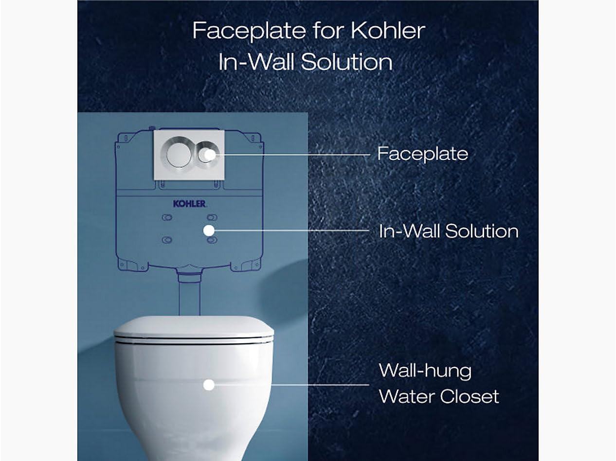 KOHLER LYNK Pneumatic Dual-flush Faceplate in Polished Chrome color compatible with Kohler Pneumatic in-wall tank or cistern tank — Amazon image 7