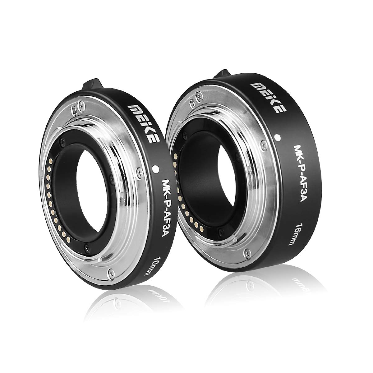 Meike MK-P-AF3A Tubo di prolunga autofocus in metallo per obiettivi Olympus Panasonic Micro Quattro Terzi M4/3 (10mm+16mm)