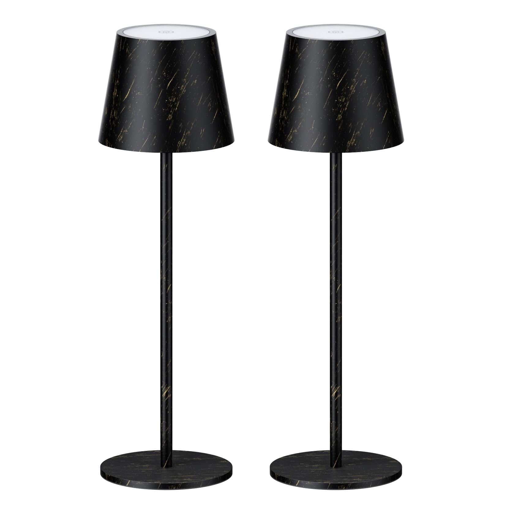 Klighten 2 Stück LED Dimmbare Akku Kupfer Tischlampe Kabellose, Wiederaufladbar Warme Lichtfarbe 3000K Tischleuchte Für Innen und Aussen mit USB-C, Aluminium, IP54 Wasserdichte