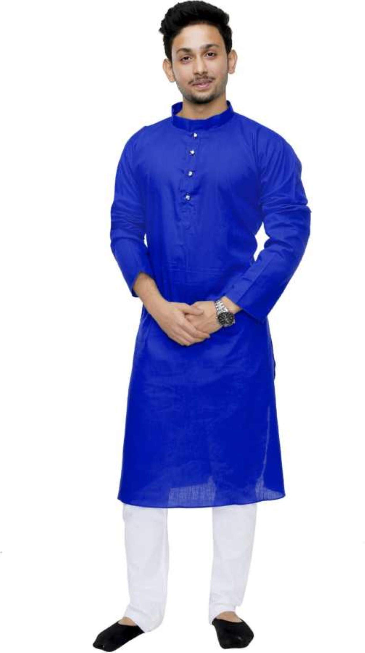 Enmozz® Multi Colored Cotton Plain Men's Ethnic Kurta Only