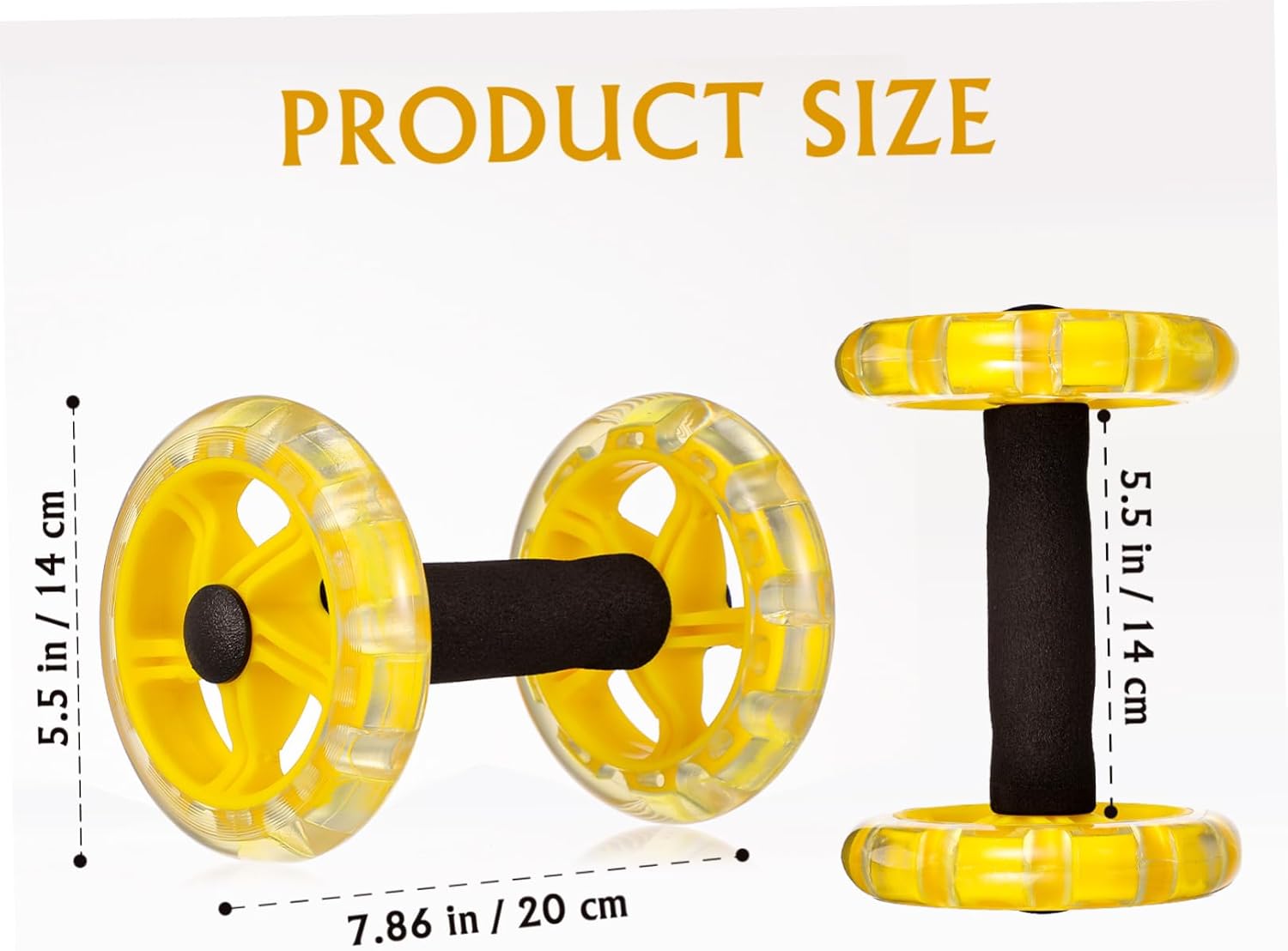Wakauto Yellow Fitness Roller for Core Strengthening and Tummy Shaping Dual Wheel Stability with Non Slip Handles Portable Exercise Device for Men and Women