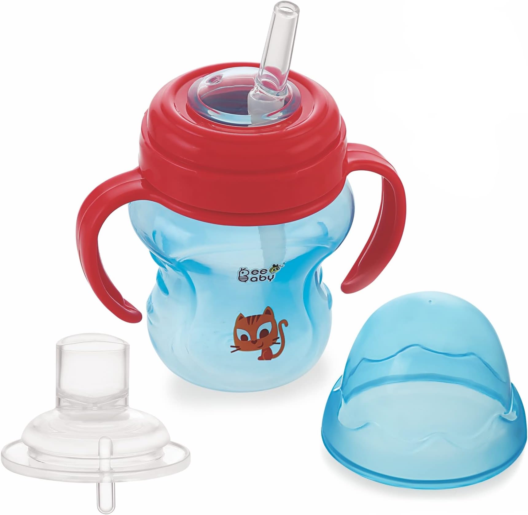 BEEBABY2 In 1 Spout & Straw Sippy Cup with Detachable Handle, Leak Proof, BPA FREE, Easy Grip - 150 ML / 5 Oz. (Blue) 9M+