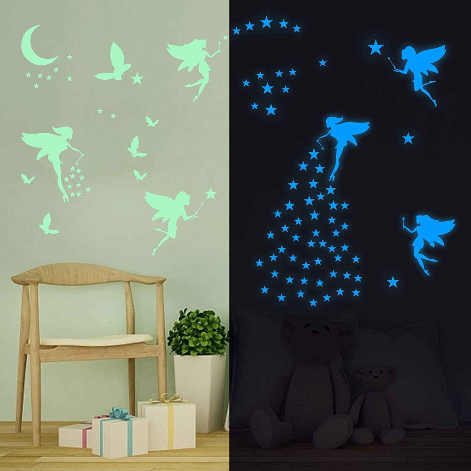 Yomaido Glow in The Dark Stickers, 6 Pcs Wall Stickers for Kids Room for DIY Boys Girls Wall for Ceiling Decorations Blue - Image 2
