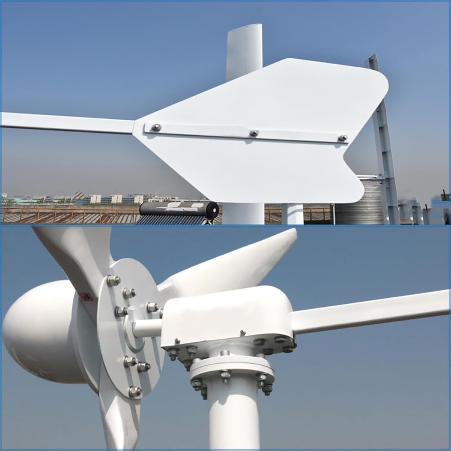 3000W 48V Horizontale Windturbine 1,4 m Rotorblätter 3KW Windgenerator-Kit mit LCD MPPT-Laderegler für Haus, Hof, Off-Grid-System (48, Volt)