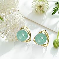 Vista 98 de Jade Earrings Studs,Green Jade Earrings for Women,925 Sterling Silver Earrings Studs for Sensitive Ears,Handmade Jade Earrings for Birthday
