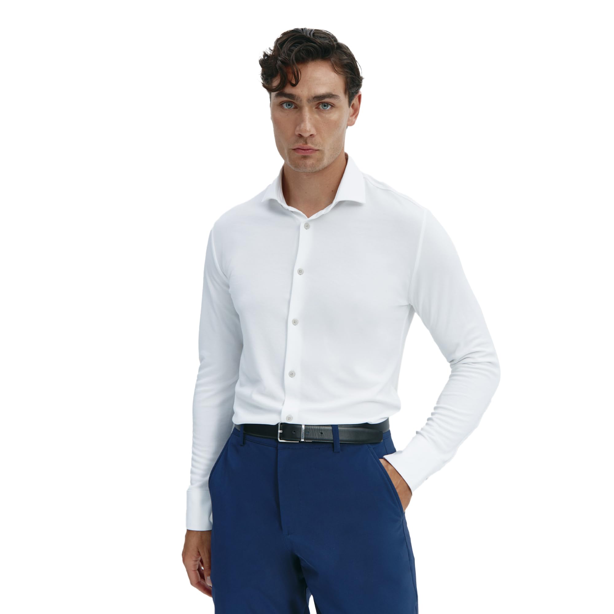 Sepiia Antiarrugas Antimanchas Reciclada Camisa Formal Slim para Hombre