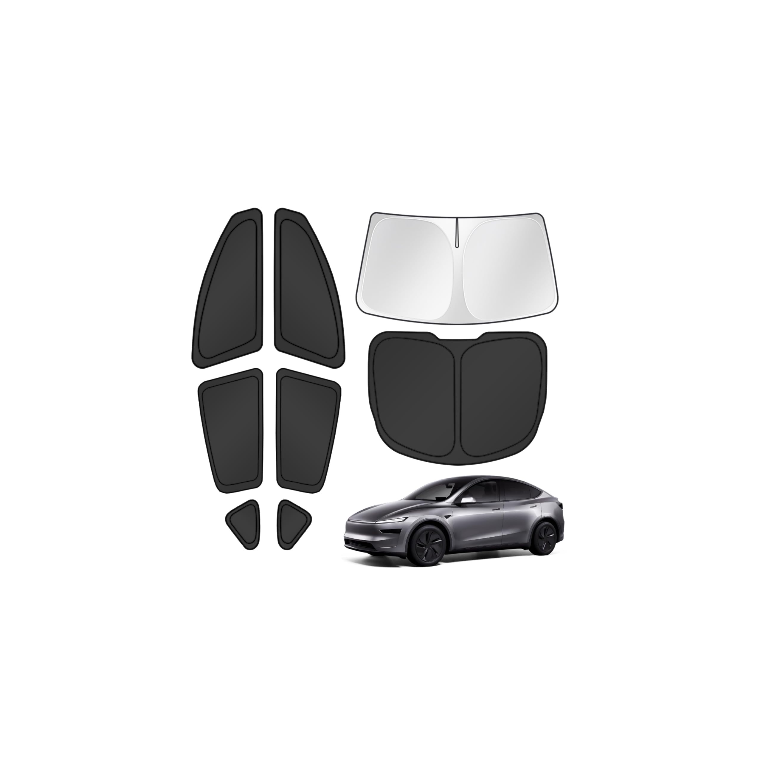 Photo 1 of Canvcle Window Shades for 2025 2026 New Tesla Model Y Juniper Accessories Windshield Sun Shade Side Rear Window Covers Sunshade Sun Visor Shield Privacy Protection for Camping Keep Car Cool Black 8PCS