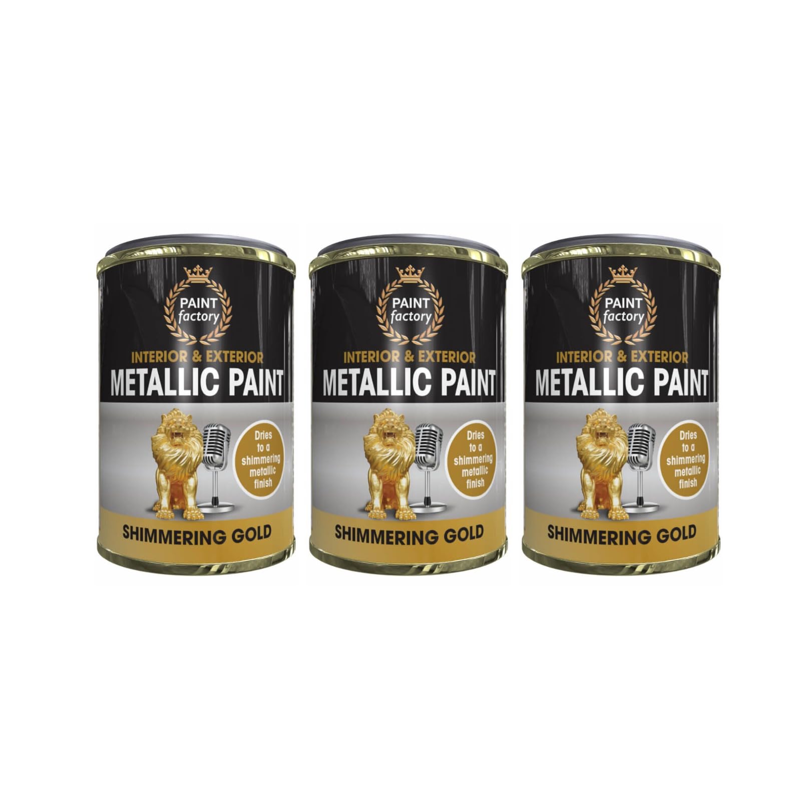 PNJB Shimmering Gold Metallic Paint, Exterior And Interior, Ideal For Metal, Wood, And Concrete, Quick Drying, Long Lasting, 300ml, (3pcs)