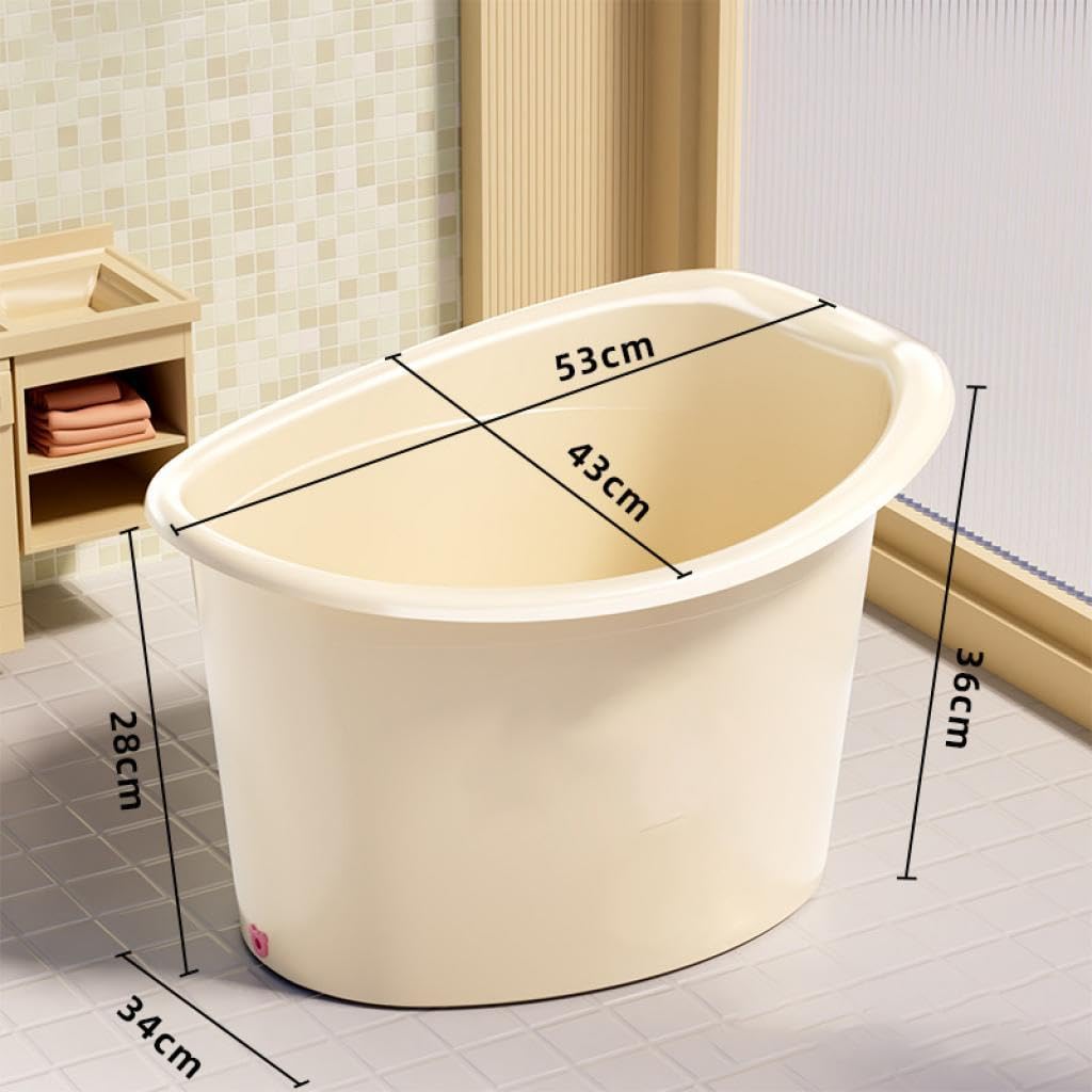 Badewanne Babybadewanne Badeeimer Ergonomisches Sitzdesign Pp rutschfest für 5 bis 8 Jahre Alte Babys Hotel Zuhause Wohnmobil, Off White S