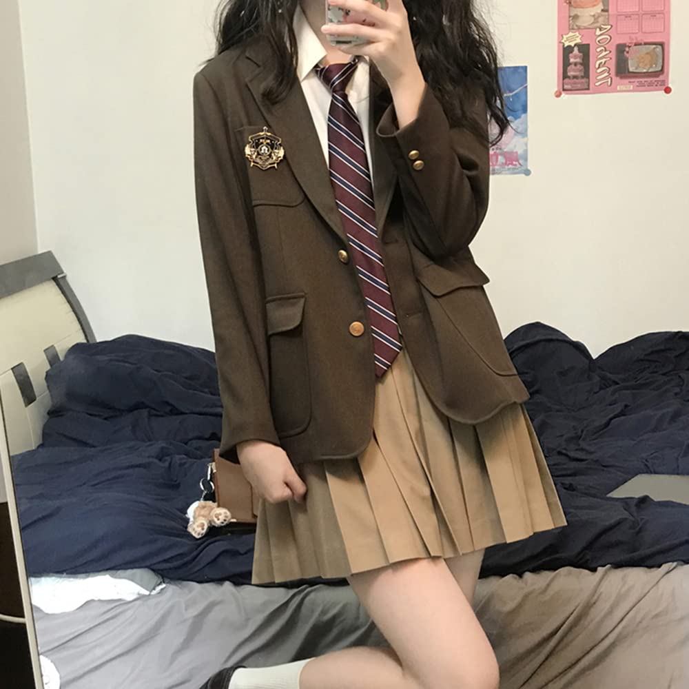 Amazon.co.jp: スクール JK制服 ブレザー コスプレ 衣装 女子高生 4点  