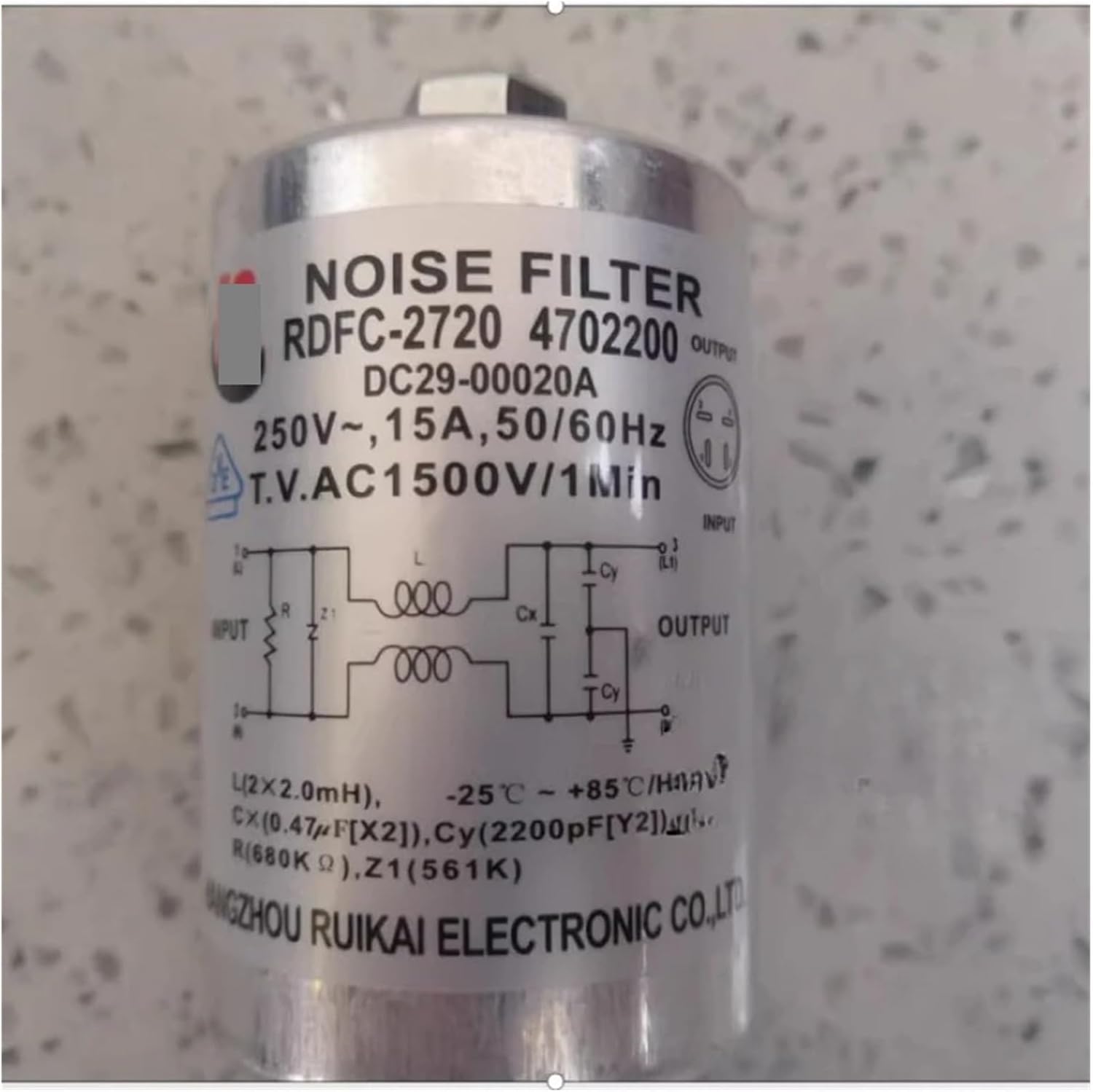 1Pcs Compatible For Samsung Drum Washing Machine Capacitor Filter DC29-00020A RDFC-2720 WF1802XEU