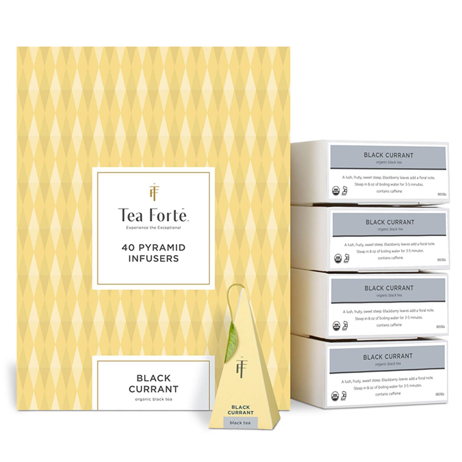 Tea Forte, Black Currant | opakowanie z 40 piramidami do zaparzania | bio-czarna herbata