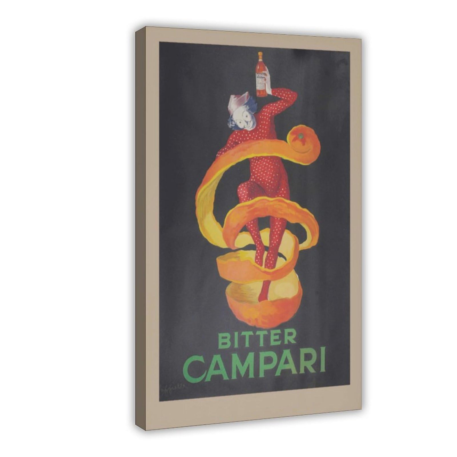 Bitter Campari Retro Alcohol Advertisement Canvas Poster Wall Art Decor Print Picture Paintings for Living Room Bedroom Decoration 08x12inch(20x30cm)