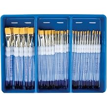 Royal Brush Soft Grip Golden Taklon Brush Classroom Pack, Assorted Flats, Pack of 72