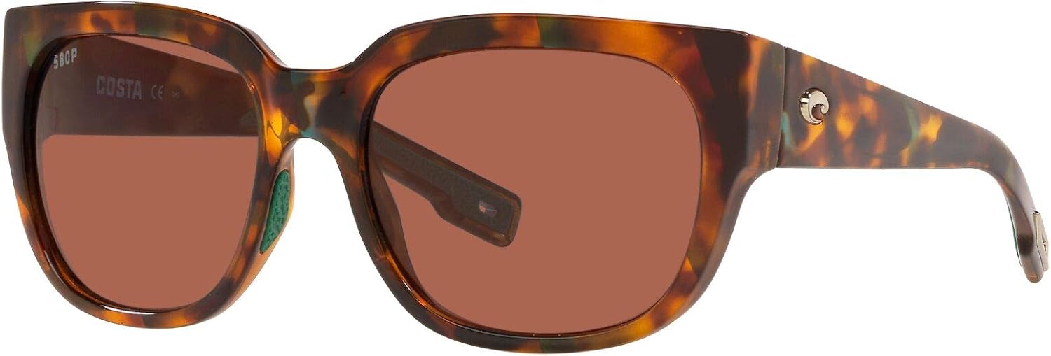 Costa Woman Sunglasses Shiny Palm Tortoise Frame, Copper Lenses, 55MM