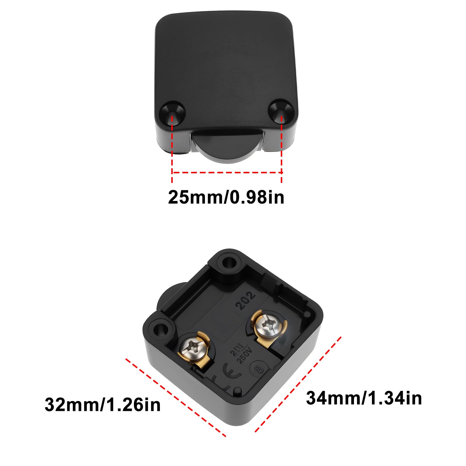 OTOTEC 3pcs Wardrobe Cabinet Light Switch Model 202A 2A 250V Automatic Reset Door Switch Black - Image 4