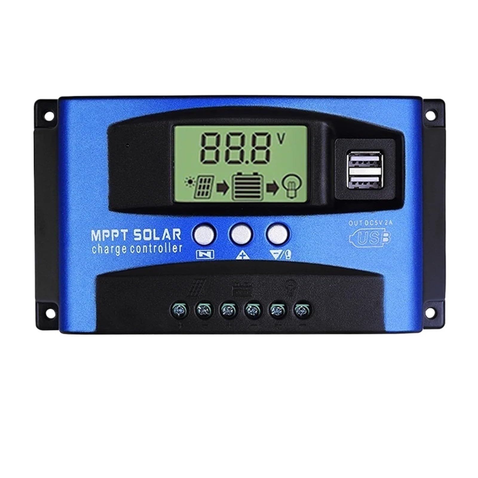 Solar Charge Controller, Solar MPPT 100A 60A 50A 40A 30A Charge Controller Dual USB LCD Display 12V 24V Cell Panel Charger Regulator With Load(30A)
