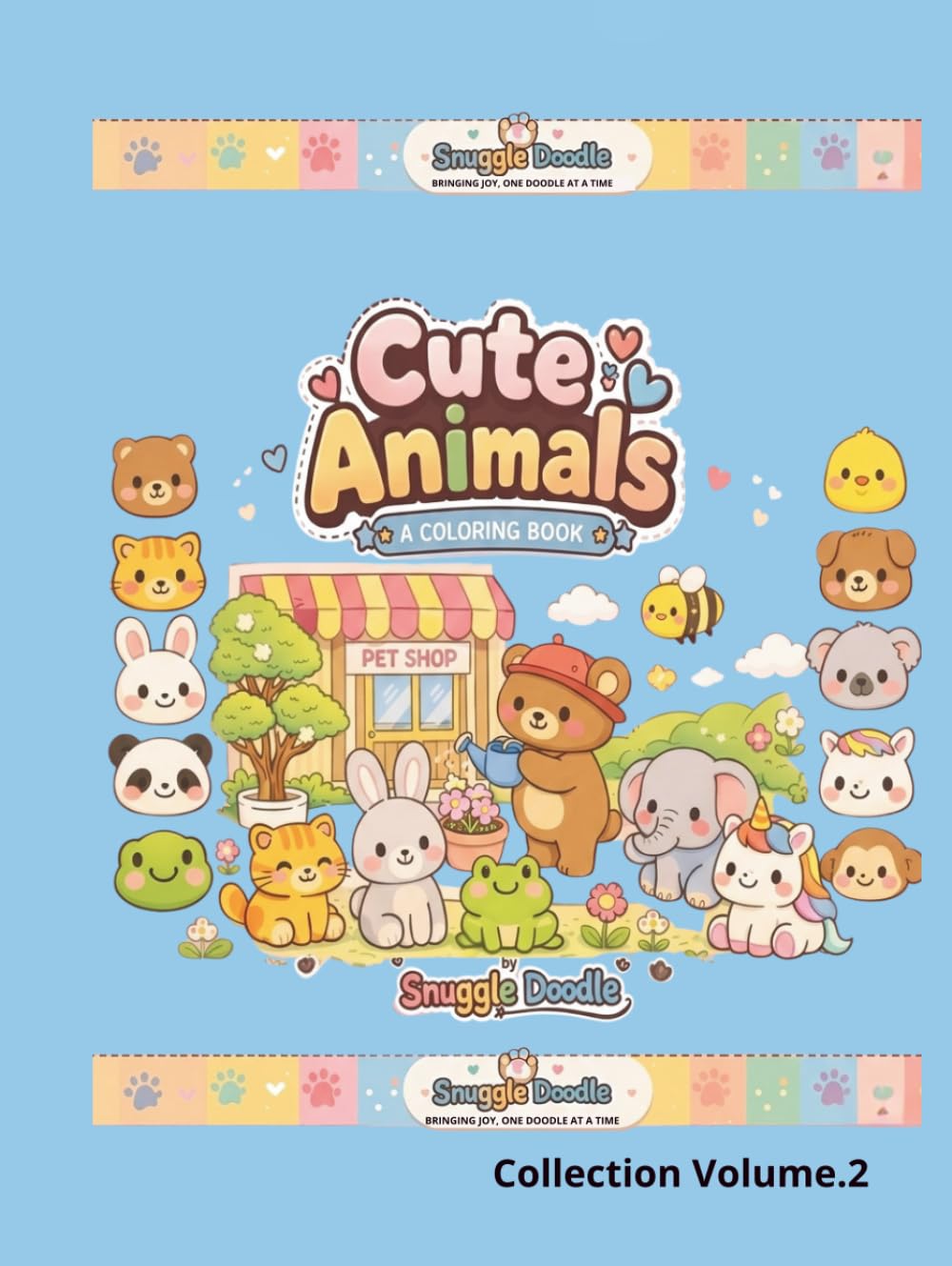 Cute Animals: A Coloring Book: Animal Illustrations for Kids and Adults (Volume 2)