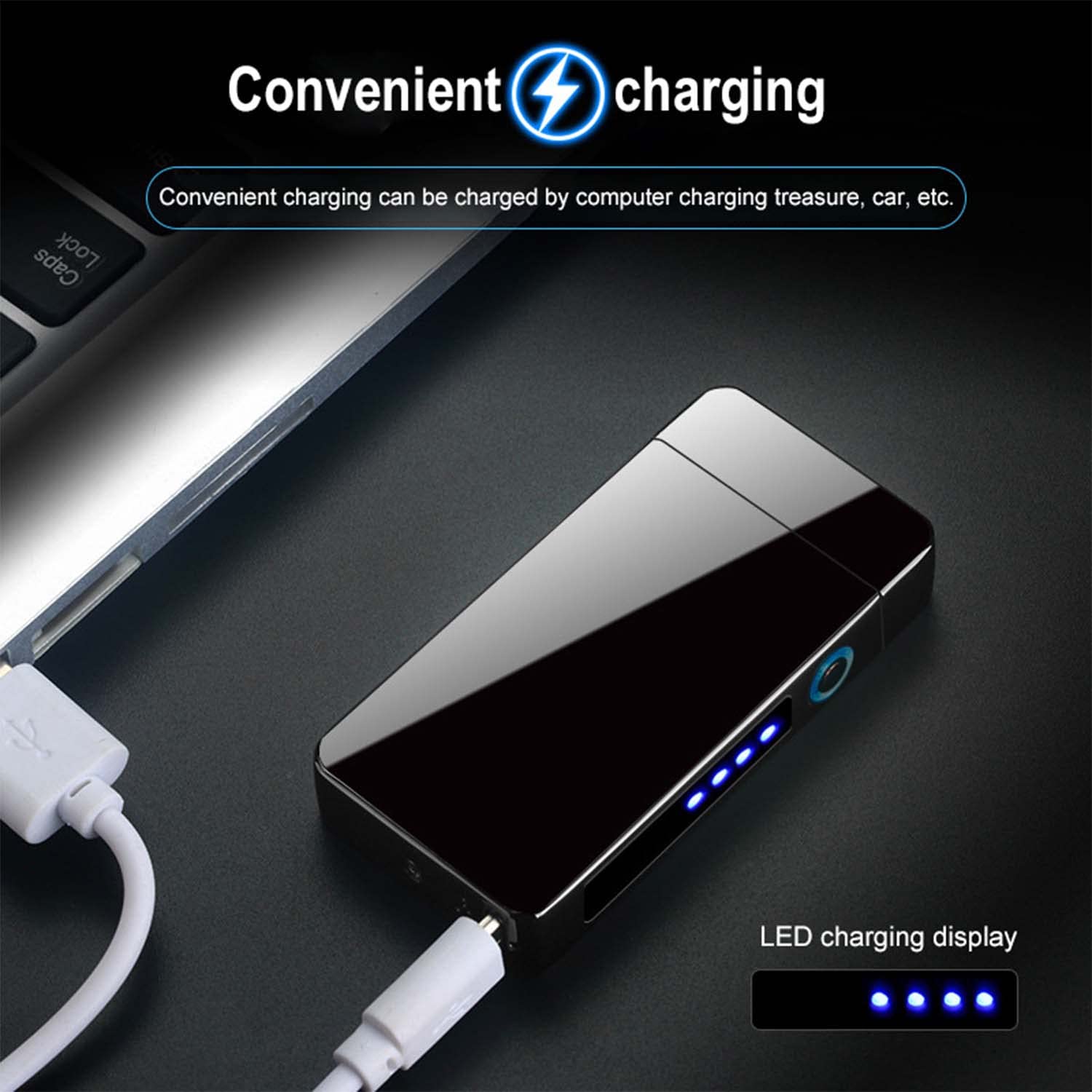 Lot de 5 Briquet à Double Arc USB Rechargeable Coupe-Vent Allumage Électrique avec Puissance D'affichage à LED pour Clients Amis