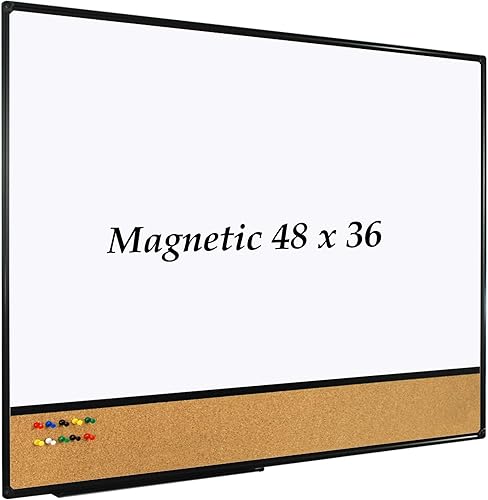 Vista 6 de JILoffice - Pizarrón blanco y corcho combinado para anuncios, tablero combinado 36 x 24 pulgadas, pizarrón magnético, marco de aluminio negro