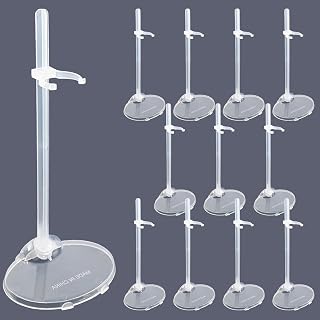 DueHoppee 12 Pack Adjustable Transparent Doll Stands - 8.5" Display Racks for Action Figures, Monsters & Collectibles