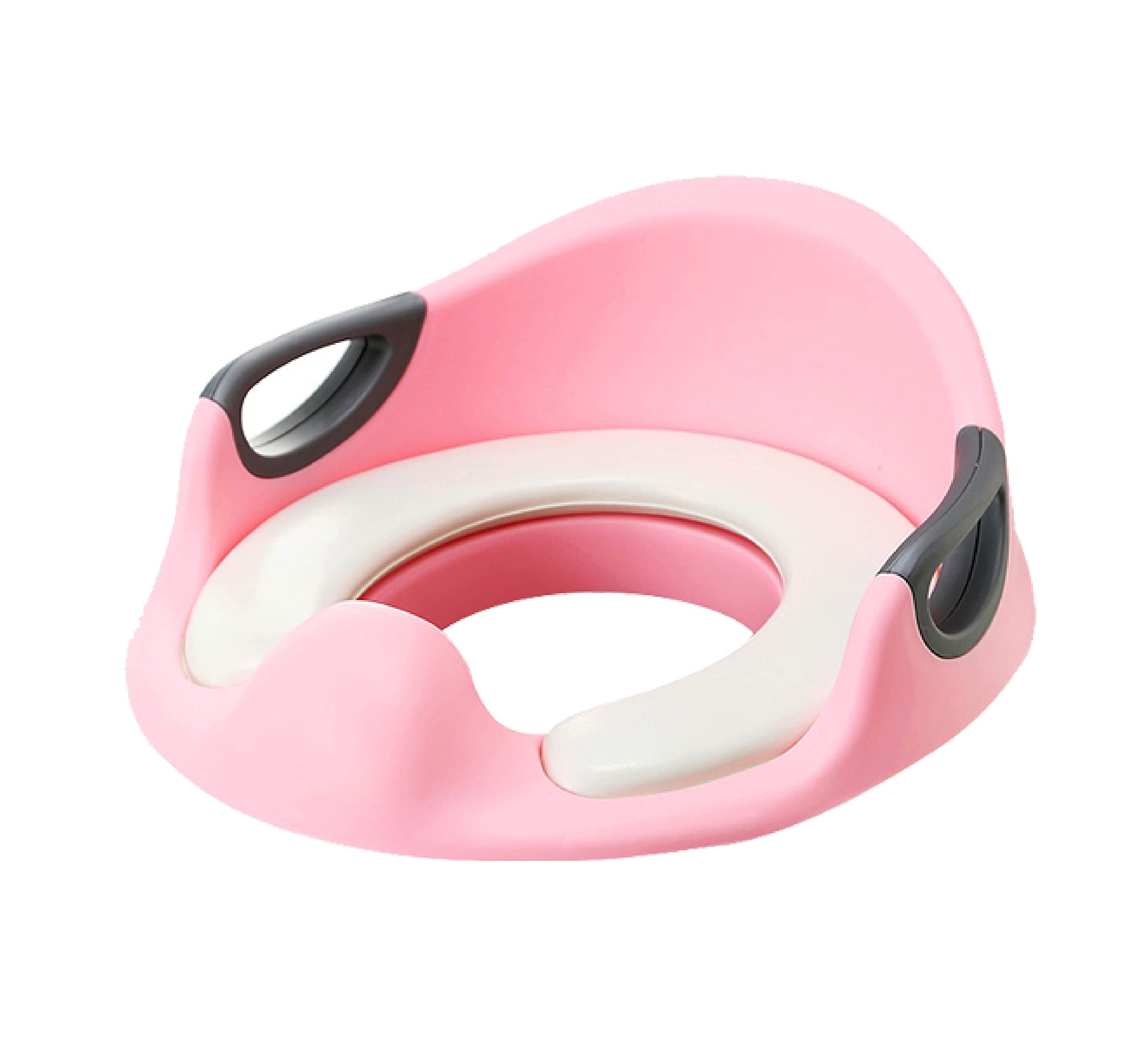 GrassVillage Potty Training Seat for Kids, Toddlers | Toilet Training Seat for Boys Girls with Handles, Backrest and Anti-Splash Design | Fits Round & Oval Toilets (Pink)