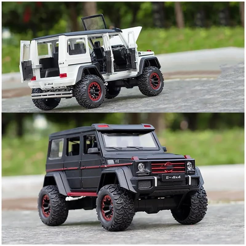 Image of Kids Model 1:24 AMG 4X4 Die Cast Metal Car Pull Back Action Opening Doors with Realistic Engine Sound Lights Toy Car Gift for Boys - Black