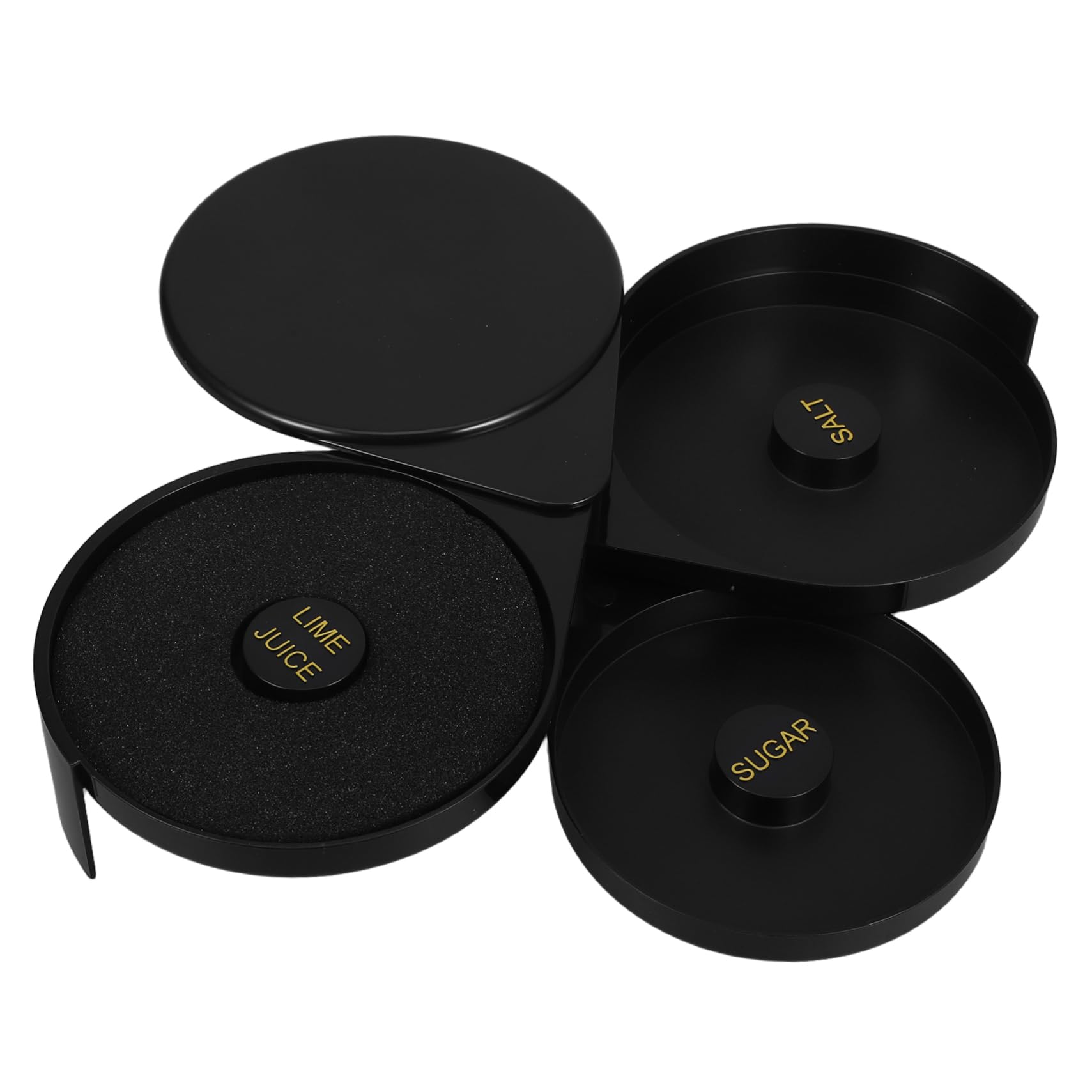 PartyKindom 3-tier Plastic Salt Rimmer Box for Cocktails Flavored Salt Sugar Bulk Container for Bar Essentials