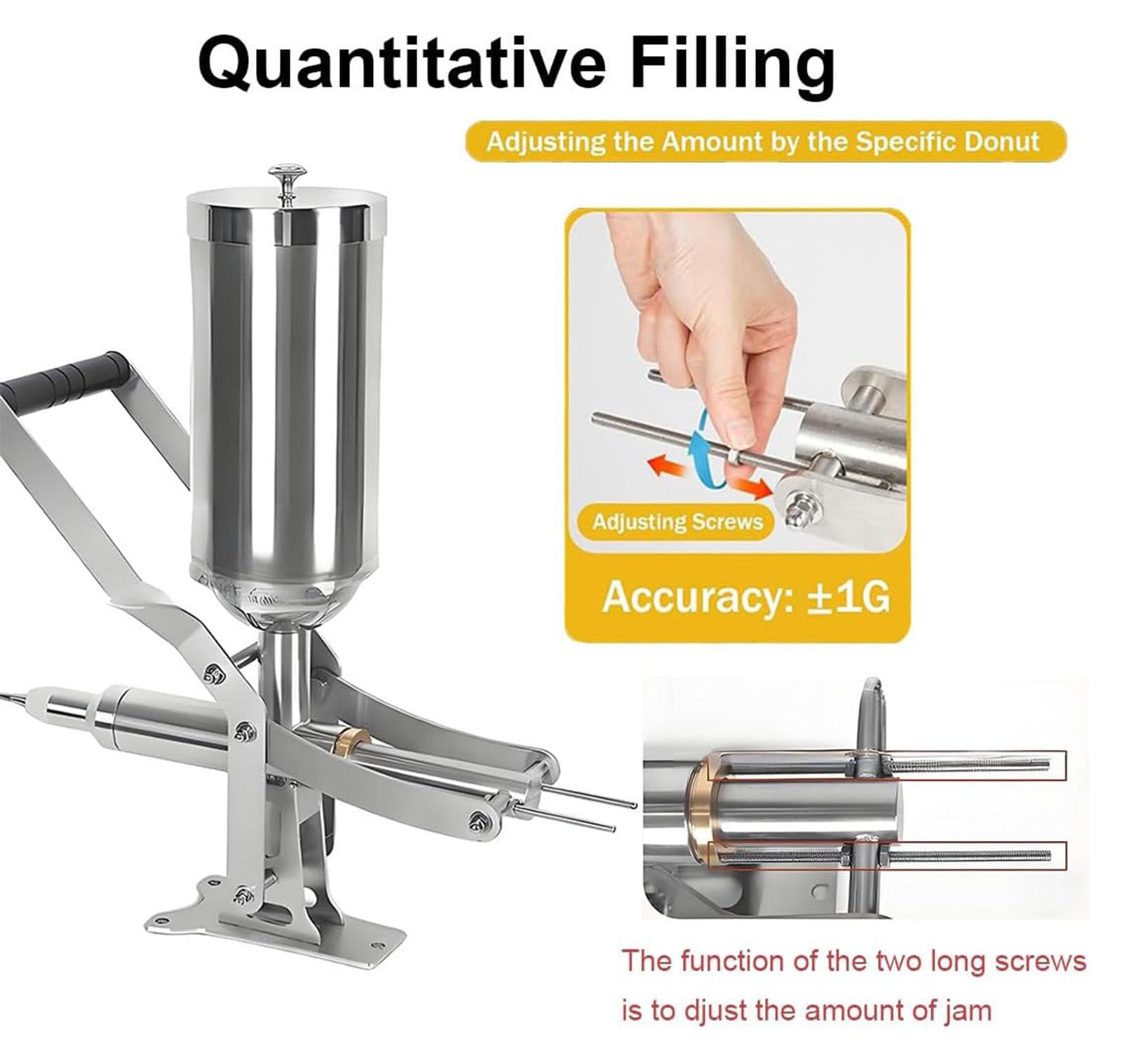 Manual Donut-Filling Machine 304 Stainless Steel Cream Injector with 4 Nozzles - Perfect for Bakeries Restaurants Cafes Home — view 5