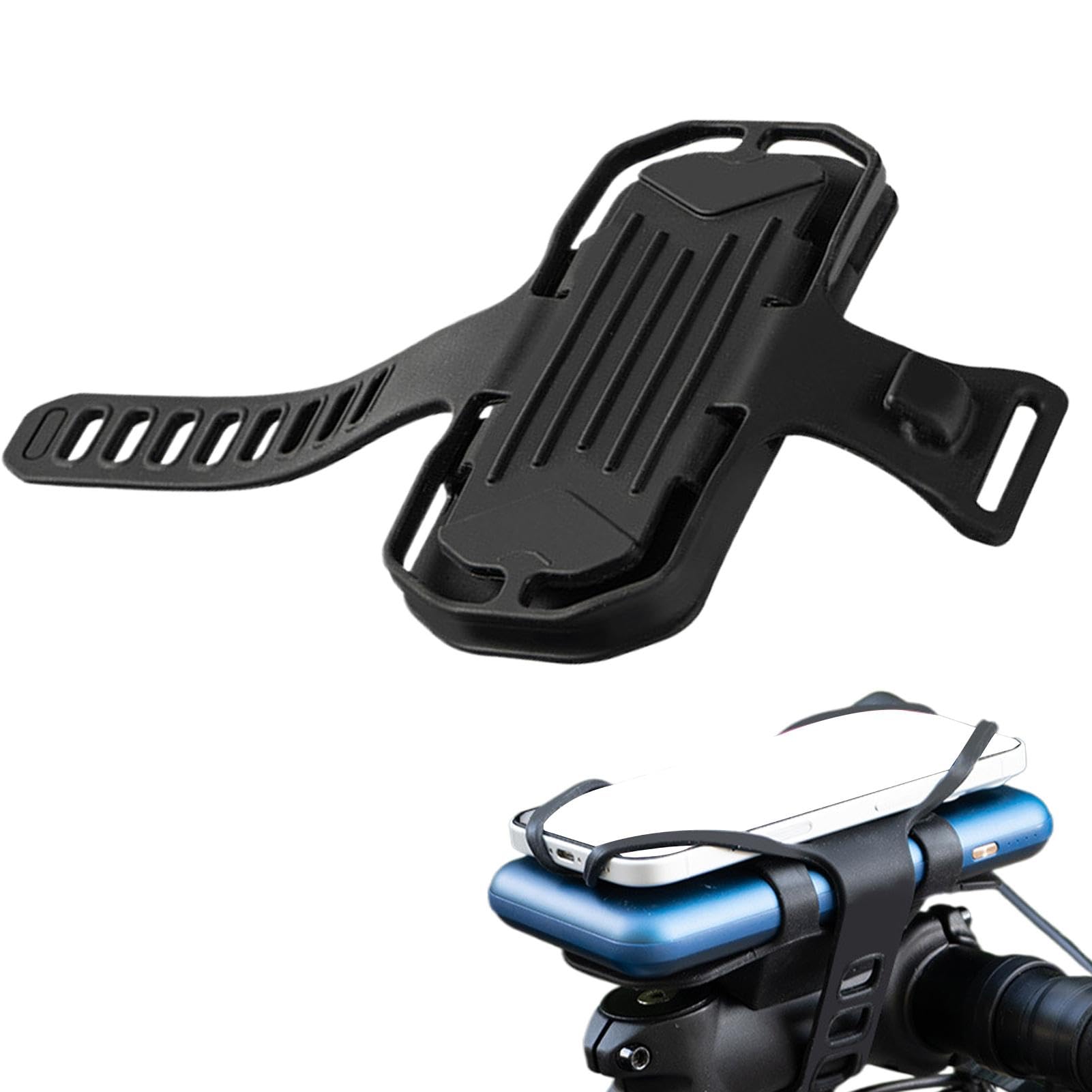 Generico Monte del telefono in silicone per ciclismo, supporto per telefono in bicicletta | Porta del telefono in silicone anti-slip - Supporto per smartphone nero, per ciclismo per Power Bank