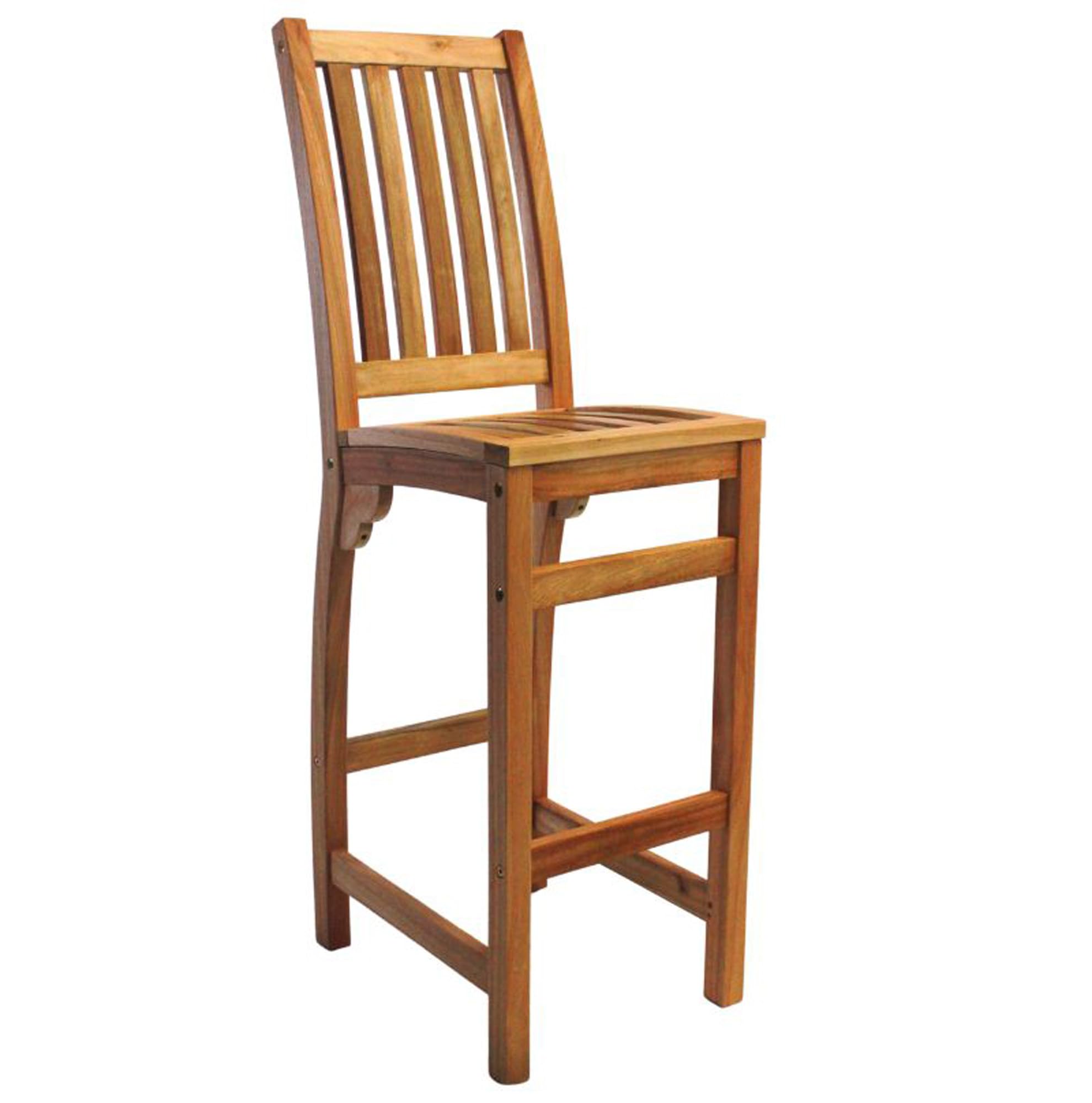 BrackenStyle Melton Wooden Bar Chair Stool with Back, Clear Finish — image 1