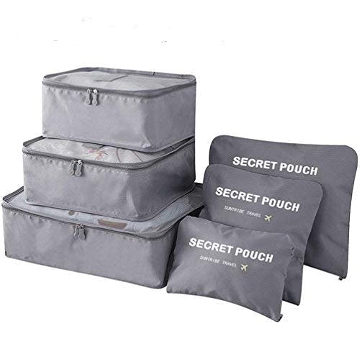 TAGUDA 7 pc / 6 pc Travel Oraganizer Sapace Saver Bag for Men and Women, Clothes packing cubes for travel (6 pouch-GREY)-image-8