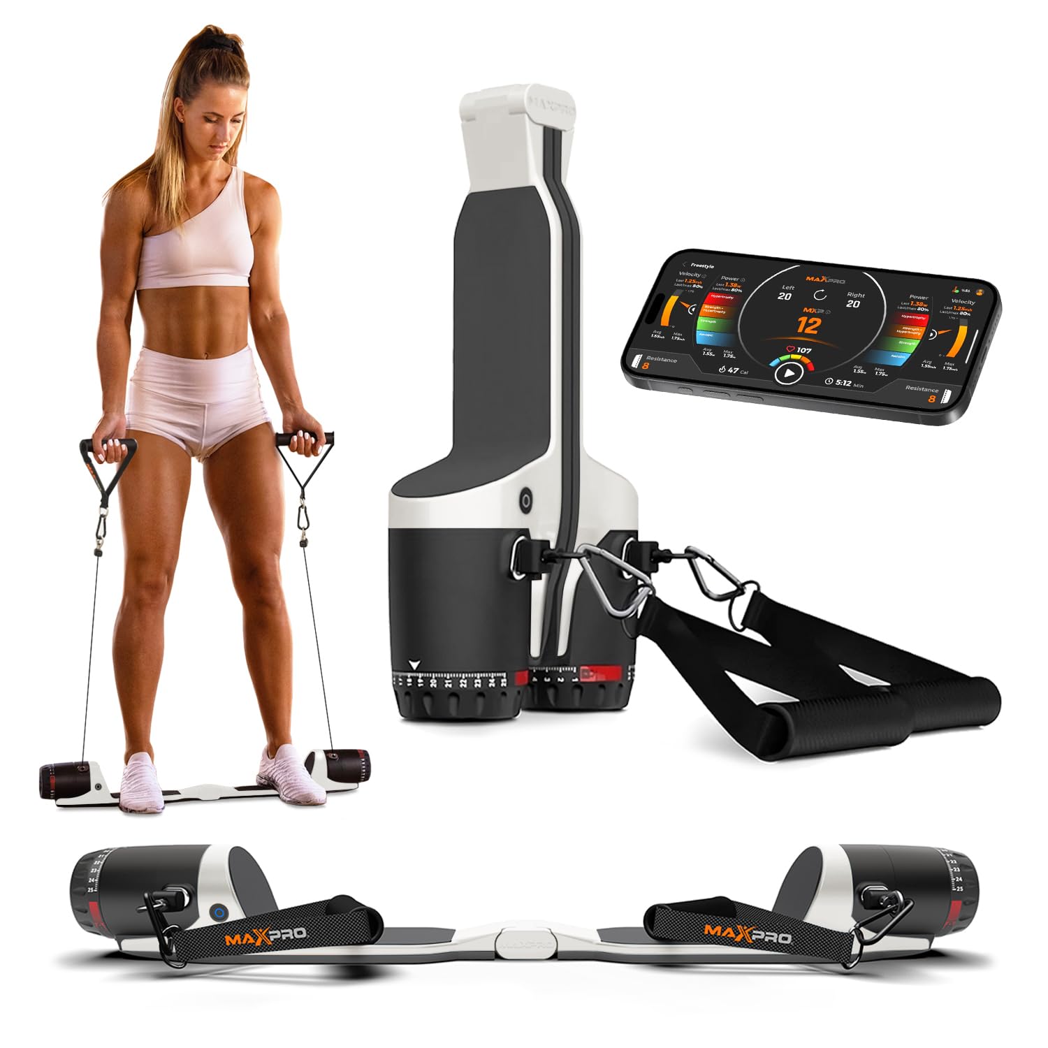 MAXPRO Fitness: Cable Home Gym | As Seen on Shark Tank | Versatile, Portable, Bluetooth Connected | Strength, HIIT, Cardio, Plyometric, Powerful 5-300lbs Resistance