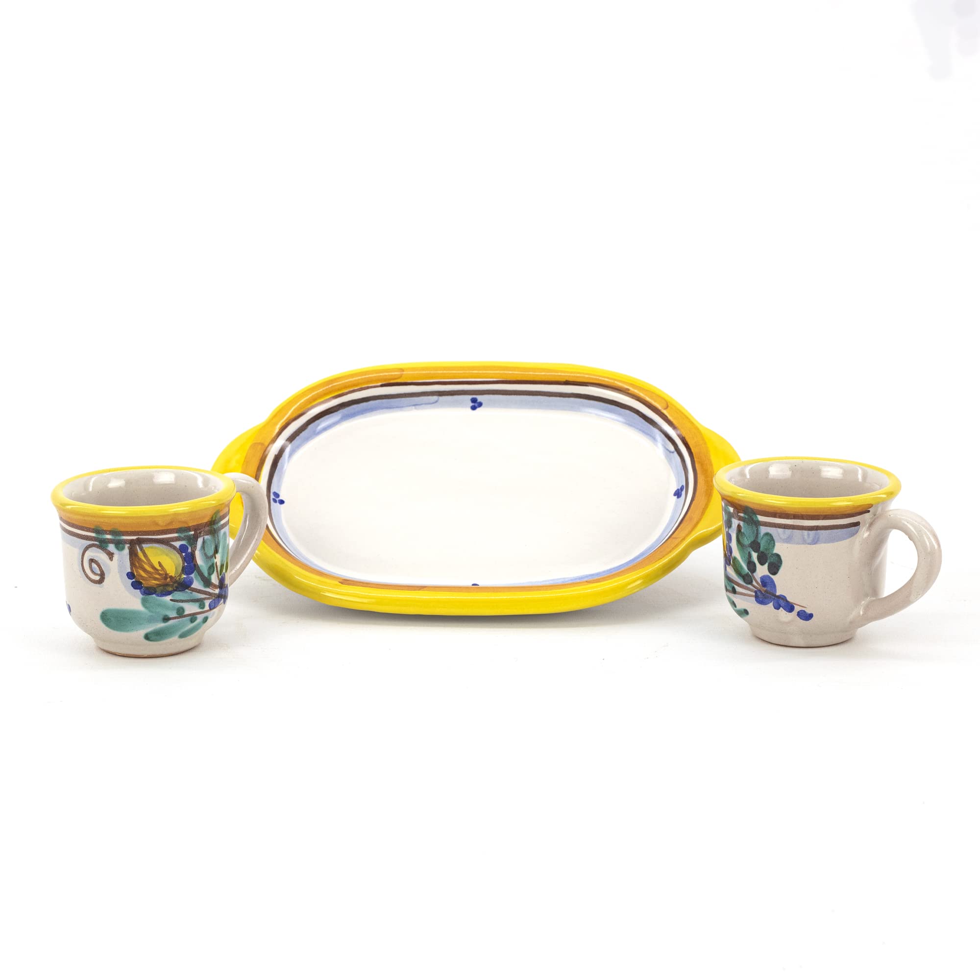 CEAR ceramiche Keramik Kaffeeservice für zwei Personen Sizilianische Keramik von Caltagirone von Hand verziert