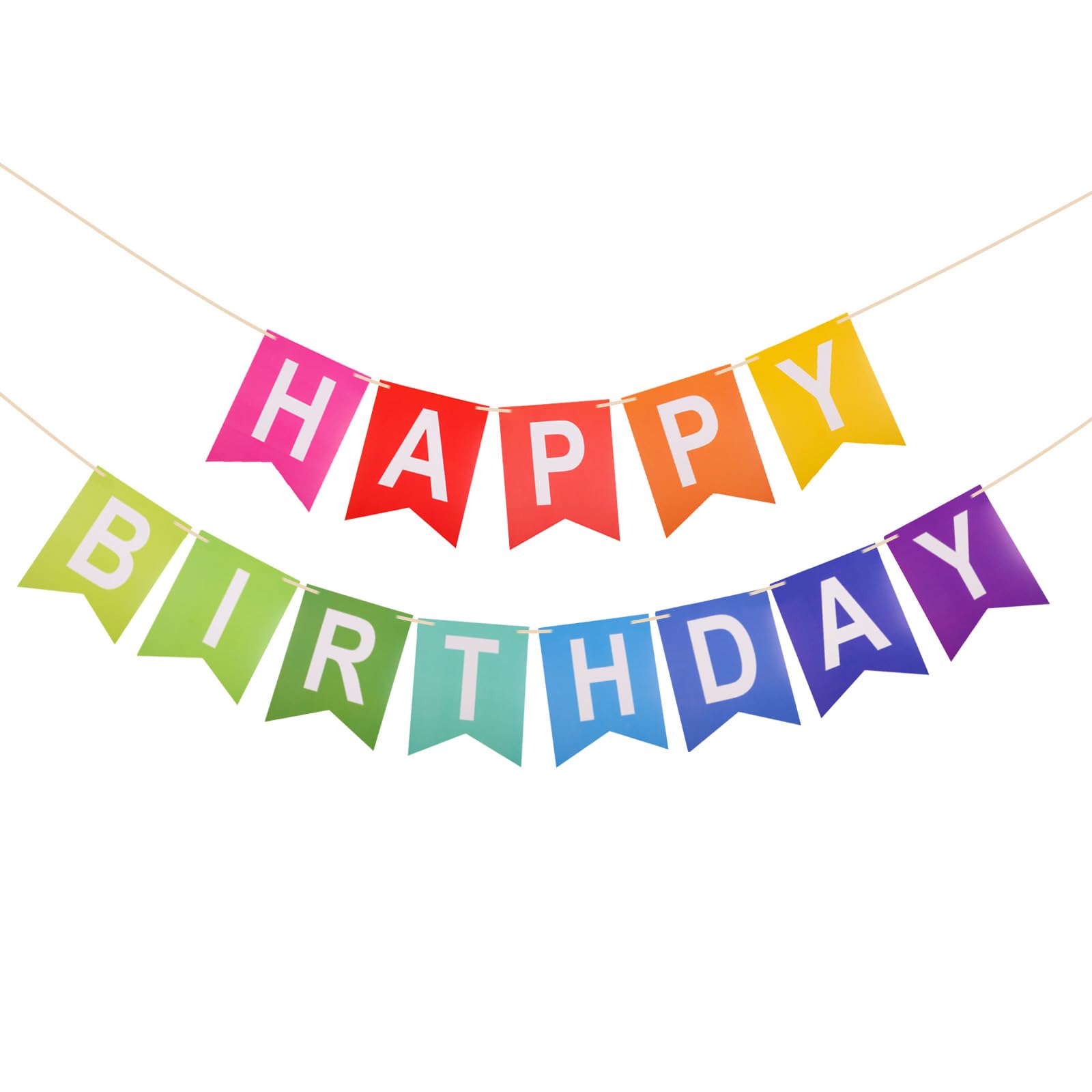 HDFHDF Happy Birthday Bunting Happy Birthday Banner Pink Birthday Letter Banner Pulling Flag 16 * 20cm Decoration for Children's Birthday Party (Rainbow)