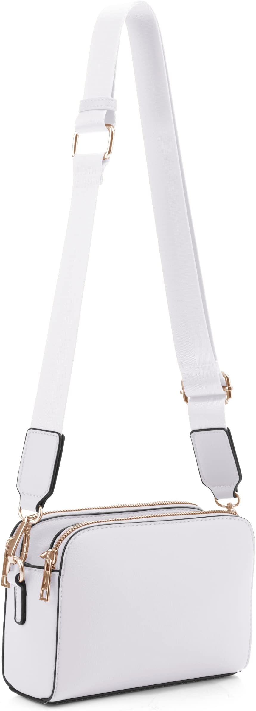 Crossbody Bags for Women Trendy Triple Zip Small Crossbody Camera Bag Purse with Wide Guitar Strap