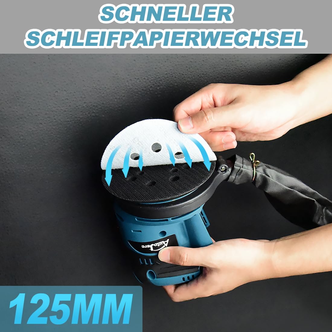 Exzenterschleifer Kompatibel mit Makita 18 V Akku 3 Leistungsstufe Schwingschleifer 125MM Exenterschleifmaschine zum Schleifen, Polieren, Oberflächen glätten (ohne Akku)