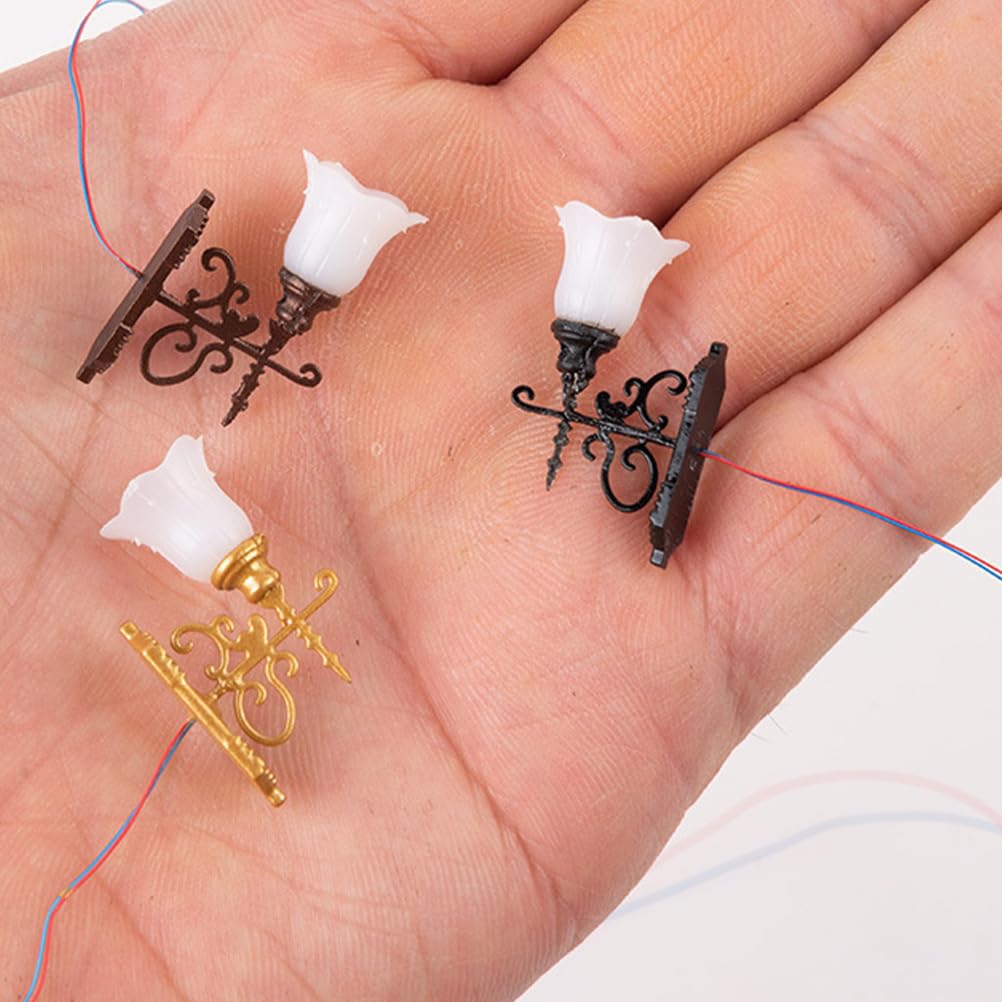 Yardwe Miniature Wall Lamp Model 1 12 Scale Dollhouse Accessory Mini Wall Lights for Table Sandtable Landscape Decor Set of 4 - Image 4