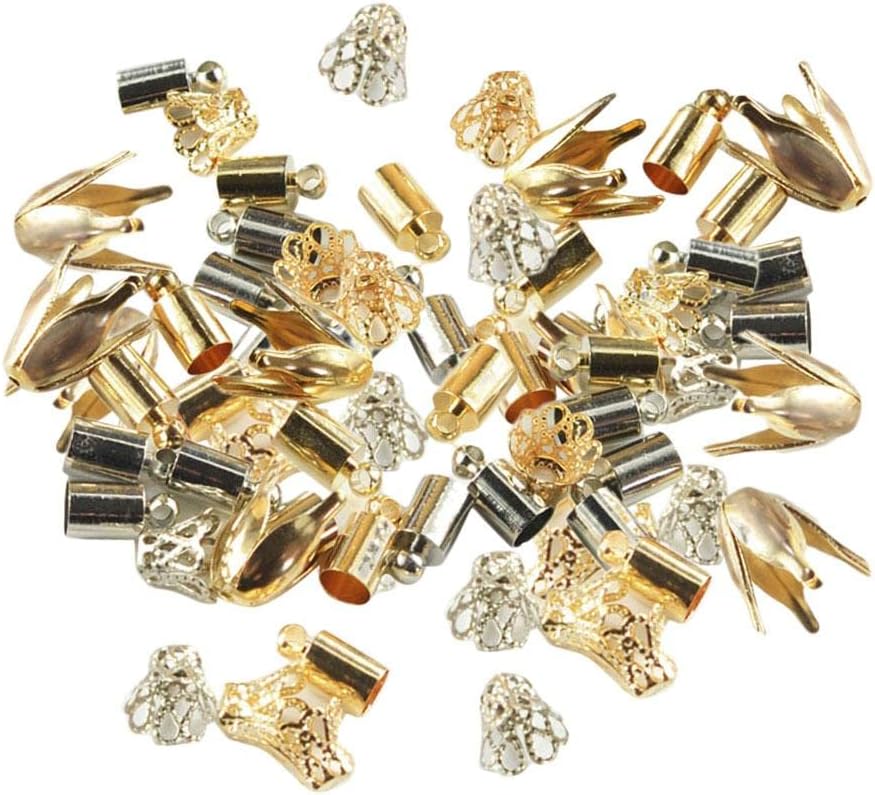 100 Pieces Mixed Shape Handmade Flower Cup Bead Cap End Cap Jewelry Findings