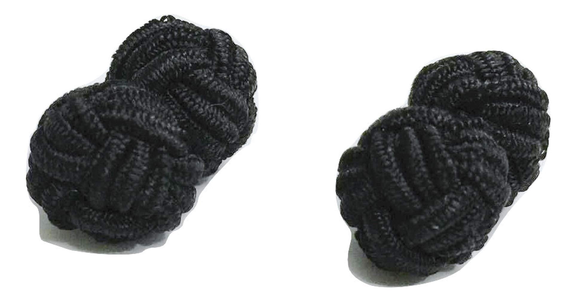 L&L® Men's Premium Plain Knitted Knot Cufflinks Wedding Casual Business Suit (Black)