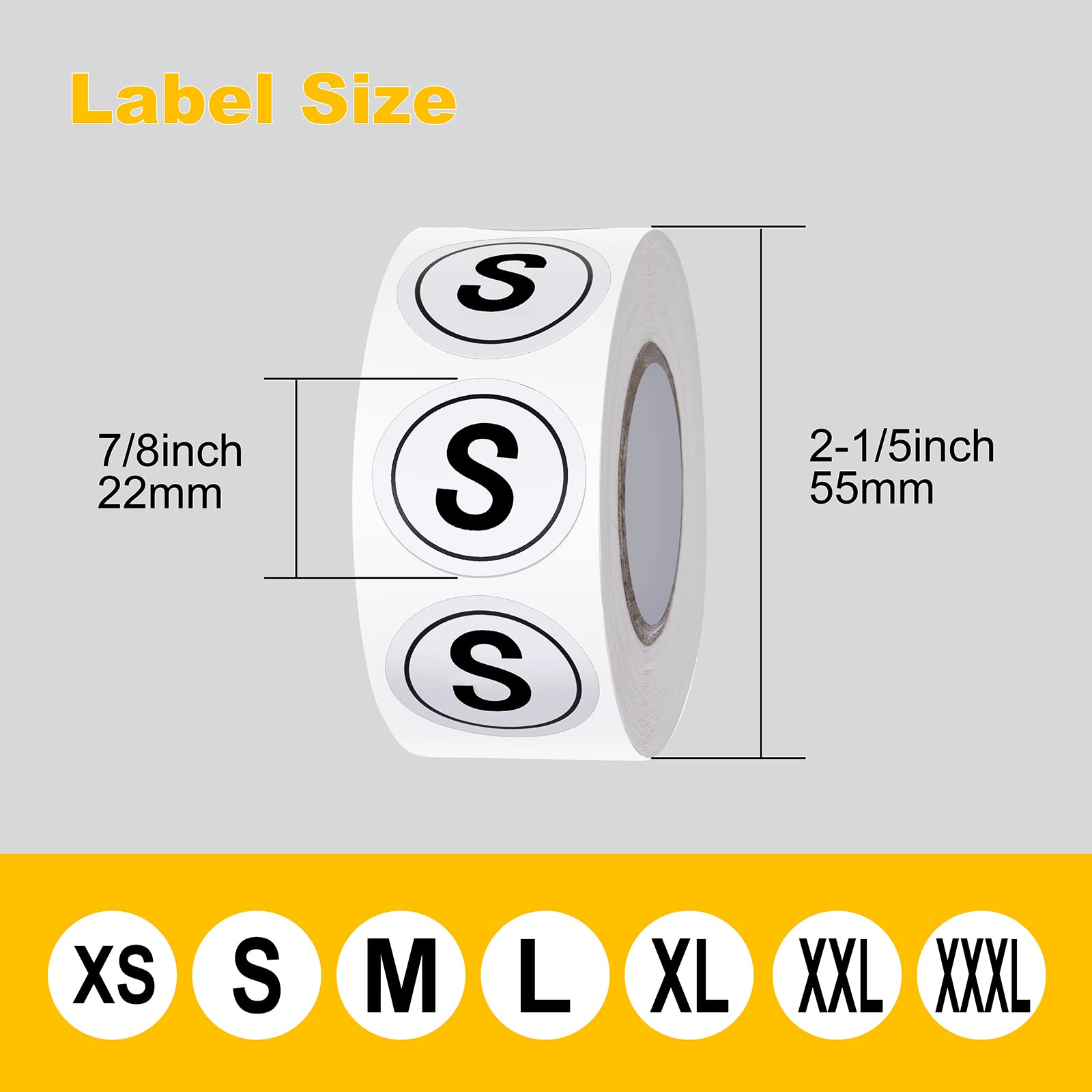 CAXUSD 2 Roll Clothing Size Stickers Apparel Size Labels