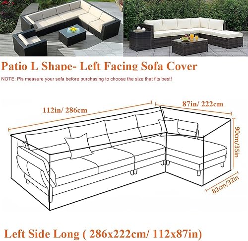 Miniatura 2 de Skyour - Funda para sofá seccional para muebles de patio, color gris, resistente a la intemperie, resistente a la intemperie, 420D, Oxford, para