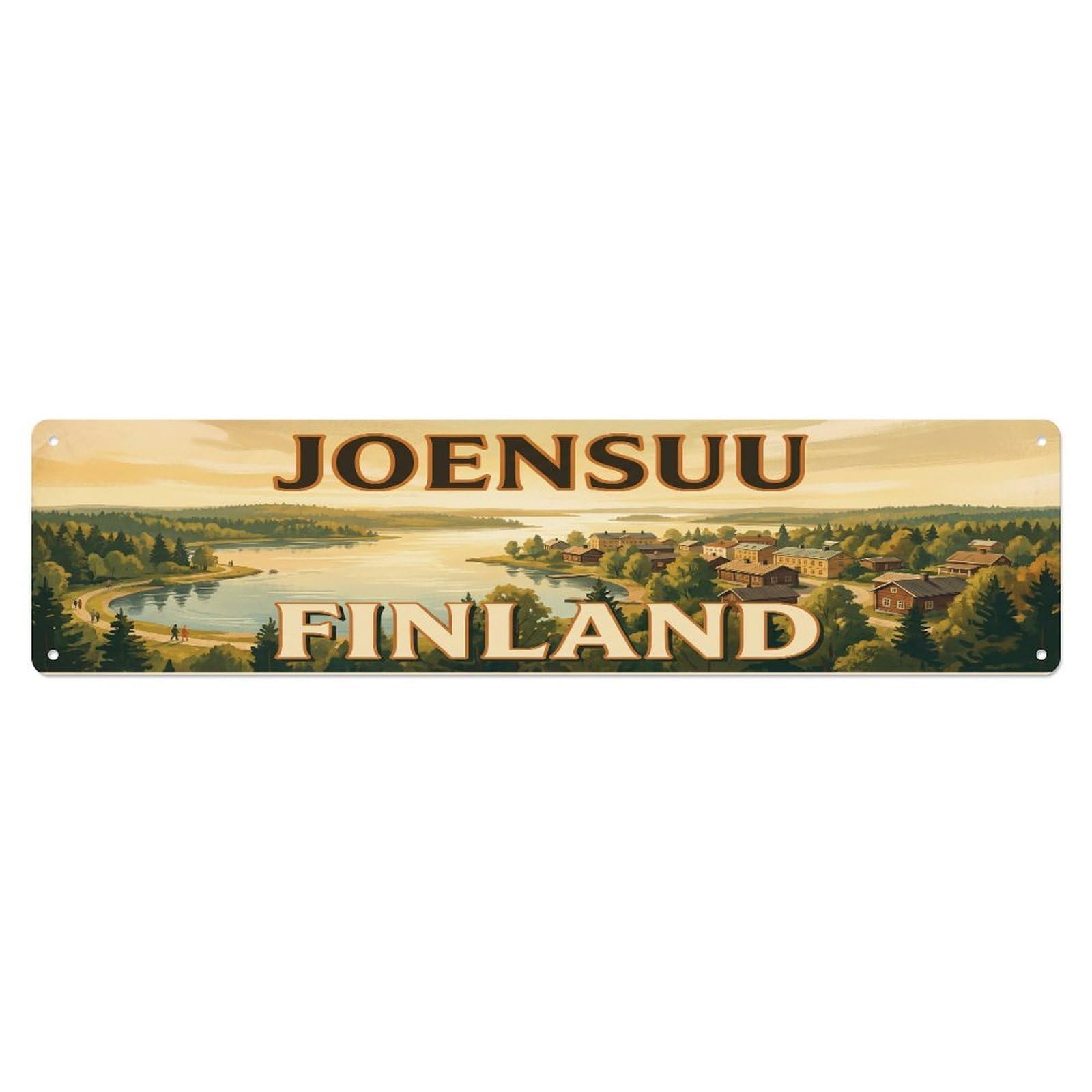 Tgrcjimh Style Metal Tin Sign Vintage Travel Joensuu Finland